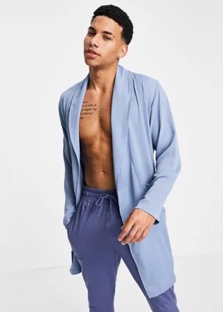 Халат из сирсакера ASOS DESIGN-Голубой