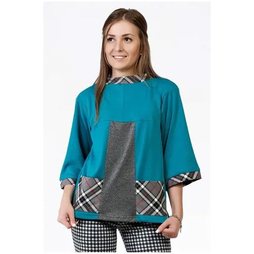 Блуза  Setty'S Collection, повседневный стиль, трикотажная, размер 44, бирюзовый
