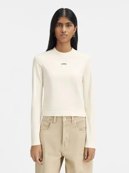 Футболка с длинными рукавами и логотипом Grgrain Le Gr Grain Manches Longues Jacquemus, светло-бежевый