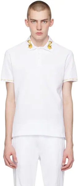 Белая футболка-поло с принтом Versace Jeans Couture