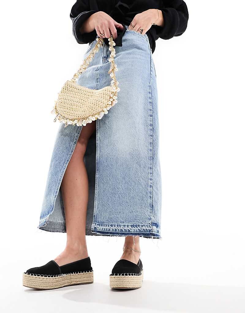 Черные эспадрильи ASOS DESIGN – Journal – на плоской подошве на платформе