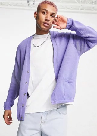 Бледно-фиолетовый кардиган из трикотажа средней плотности на пуговицах ASOS DESIGN-Фиолетовый цвет