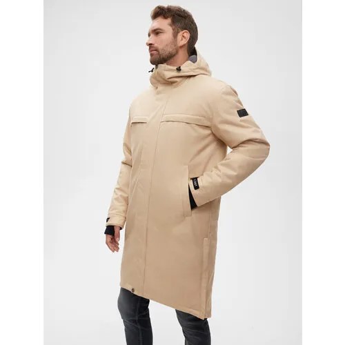 Пальто Free Flight зимнее, силуэт прямой, удлиненное, подкладка, карманы, утепленное, размер 46, бежевый