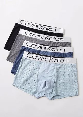 Мужские 4Pcs Mesh Modal Breathable Thin Letter Elastic Waist Solid Color Boxers Briefs