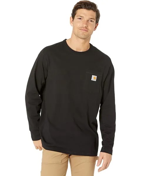 Футболка Carhartt Force Relaxed Fit Midweight Long Sleeve Pocket, черный