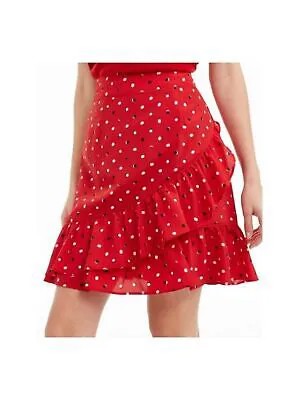 MAISON JULES Женская красная многослойная юбка выше колена в горошек с оборками S