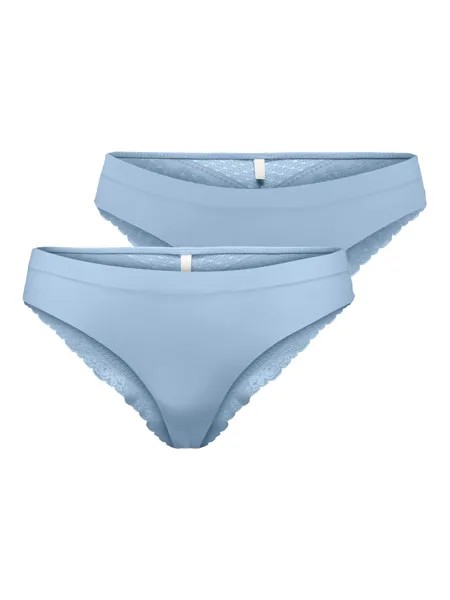 Трусы ONLY Spitzen s 2 er Pack Unterhosen Brazilian Tanga ONLLAURA, синий