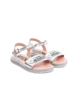 Moschino Kids сандалии с эффектом металлик