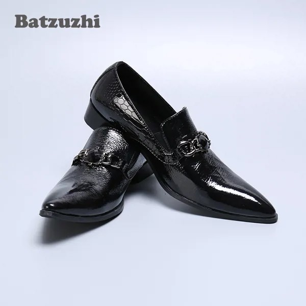 Batzuzhi Роскошная бабочка, деловой костюм для мальчиков, вечерние, на плоской подошве, в итальянском стиле Тип кожаные мужские Туфли под платье...