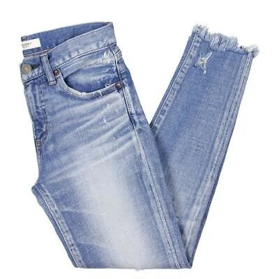 Женские синие джинсовые потертые прямые джинсы Moussy Vintage 24 BHFO 5291