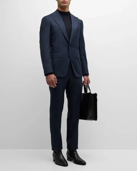 Мужской костюм-двойка из шерсти с меланжевым отливом Canali, цвет Blue