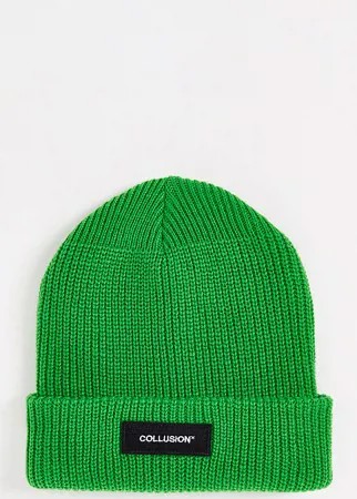 Ярко-зеленая шапка-бини COLLUSION Unisex-Зеленый цвет