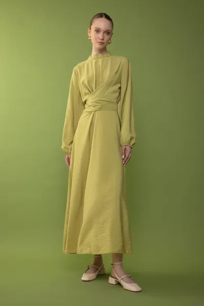 Платье с длинным рукавом и воротником-рубашкой DeFacto, зеленый
