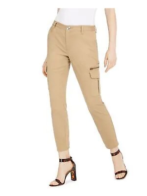 INC Женские бежевые узкие брюки с карманами 10