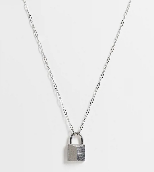 Серебристое ожерелье с подвеской в виде навесного замка ASOS DESIGN Curve-Серебряный