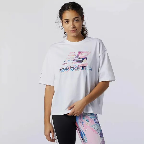 New Balance Athletics Erin Loree Graphic T-Shirt Womens White Activewear Tee