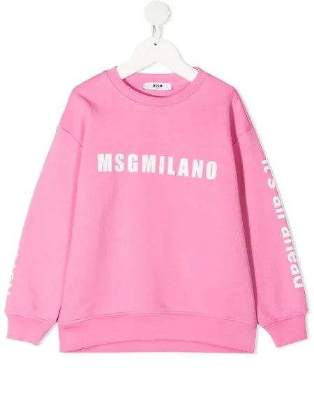 MSGM Kids толстовка с круглым вырезом и логотипом
