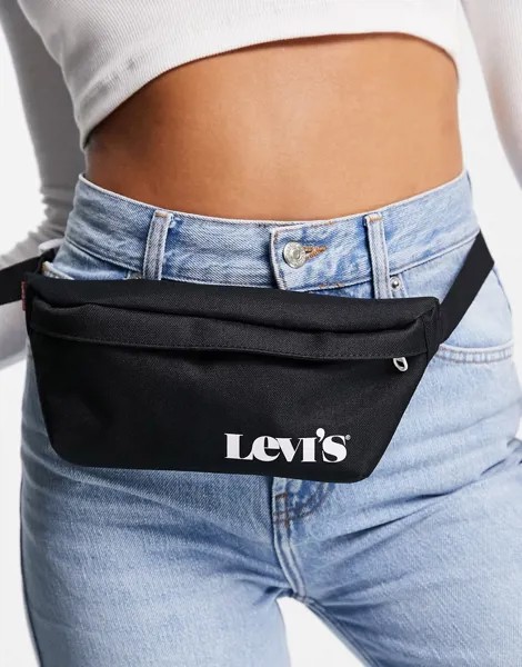 Черная сумка-кошелек на пояс в винтажном стиле с маленьким логотипом Levi's-Черный цвет