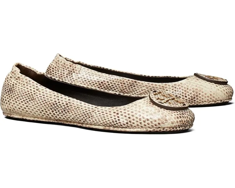 Туфли на плоской подошве Tory Burch Minnie Travel Ballet With Leather Logo, цвет Cream Roccia
