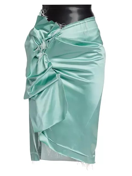 Атласная юбка-миди со сборками Duchesse Maison Margiela, бирюзовый
