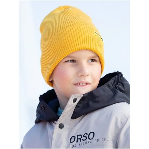 Шапка бини Orso Bianco демисезонная, хлопок, размер 52, горчичный