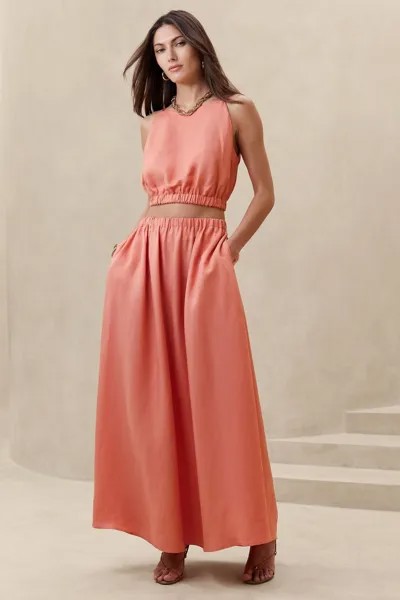 Укороченная майка из вискозного льна Banana Republic, розовый