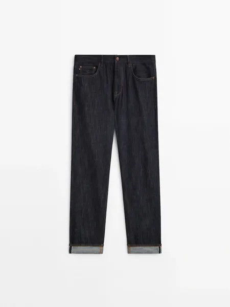 Джинсы свободного кроя с селвиджом Massimo Dutti, индиго