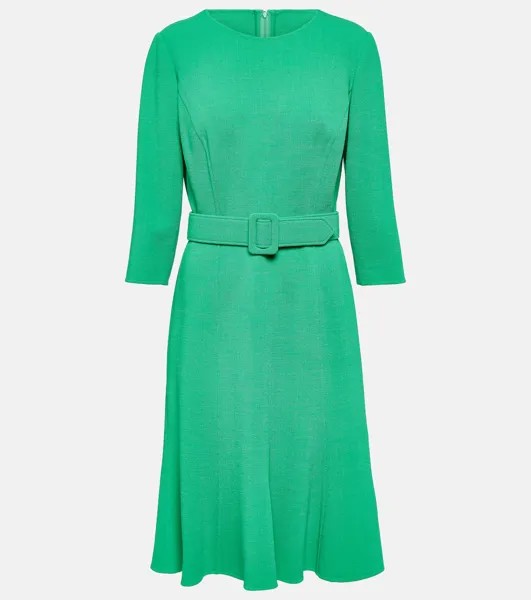 Украшенное платье миди из смесовой шерсти OSCAR DE LA RENTA, зеленый