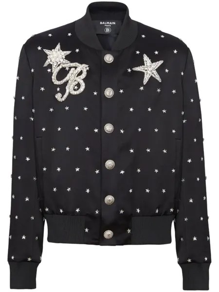 Balmain бомбер с вышивкой Stars, черный