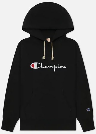 Женская толстовка Champion Reverse Weave Script Logo Hoodie Regular Fit, цвет чёрный, размер S