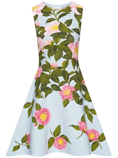 Oscar de la Renta платье мини Camellia, синий