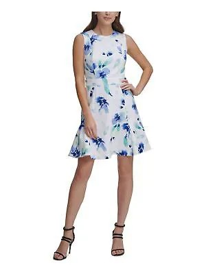DKNY Женское Белое Короткое Вечернее Платье Без Рукавов с Круглым Вырезом и Расклешенным Платьем 12