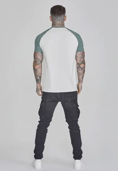 Футболка с принтом Raglan SIKSILK, экрю зеленый