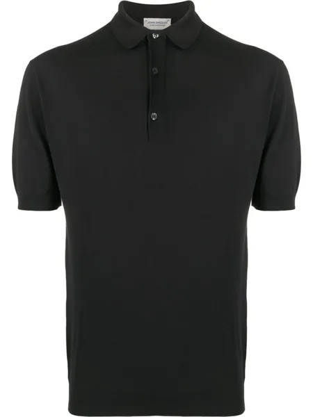 John Smedley рубашка-поло с короткими рукавами, черный