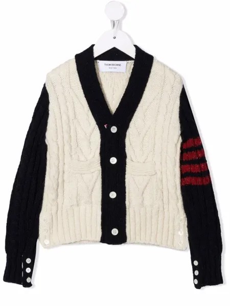 Thom Browne Kids кардиган фактурной вязки с полосками 4-Bar