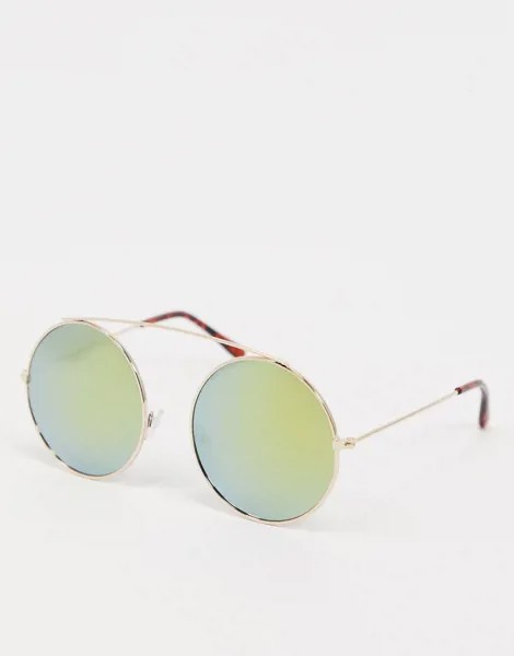 Круглые солнцезащитные очки с золотистой отделкой SVNX-Золотой