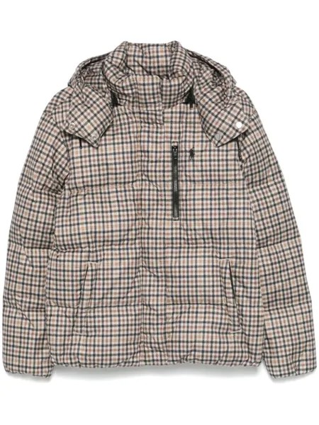 Polo Ralph Lauren стеганая куртка в ломаную клетку, нейтральный цвет