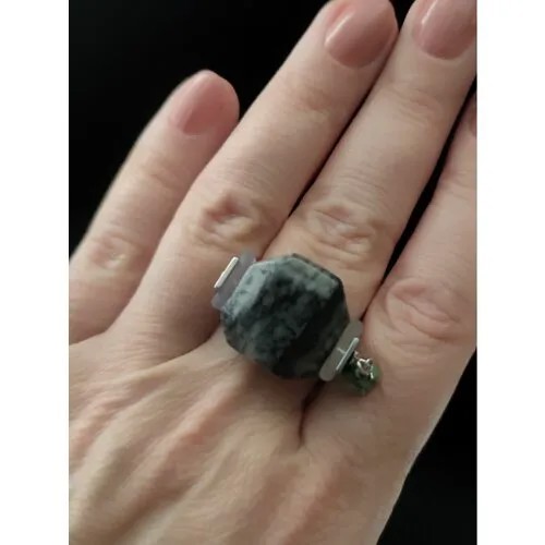 Кольцо myartofstones, яшма, размер 17, серый