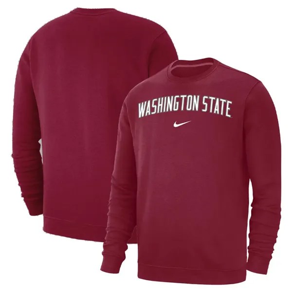 Мужской флисовый пуловер малиновый Washington State Cougars Arch Club толстовка Nike