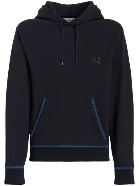 ETRO logo-patch pullover hoodie, синий