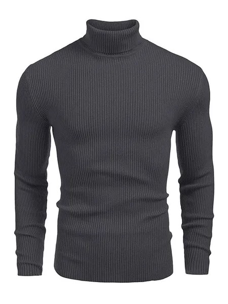 Milanoo Men\\'s Sweaters Men\'s Pullover Knitwear High Collar Oversized Dark Navy Black