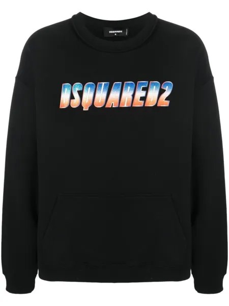 Толстовка с круглым вырезом и блестящим логотипом Dsquared2, черный