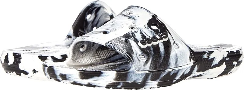 Сандалии Classic Slide - Tie-Dye Graphics Crocs, цвет White/Black Marbled Tie-Dye