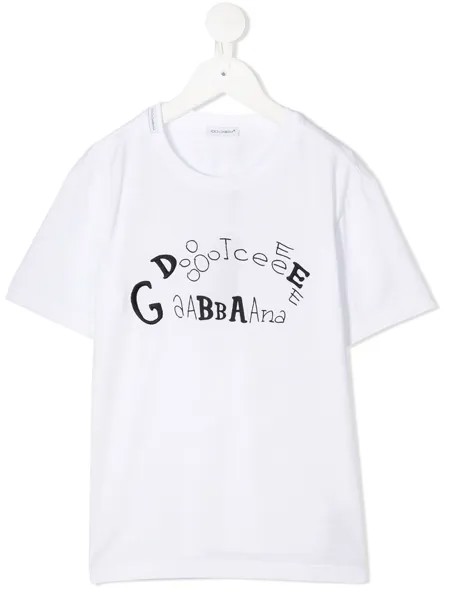 Dolce & Gabbana Kids футболка с вышитым логотипом