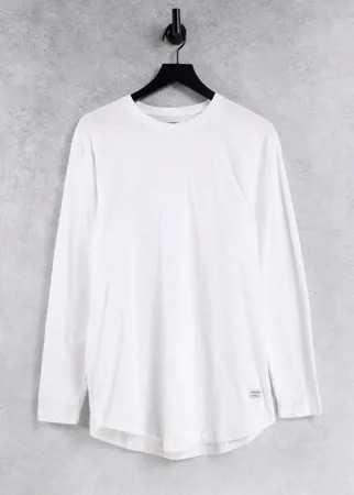 Белый лонгслив с закругленным нижним краем Jack & Jones Essentials