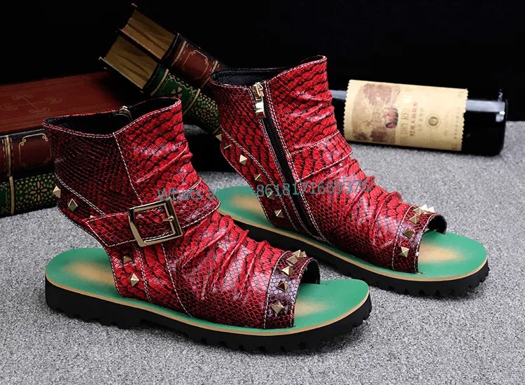 Сандалии-гладиаторы мужские с заклепками, кожаные босоножки с ремешком на пятке, с застежкой-молнией, с открытым носком, Повседневная пляжная обувь в римском стиле, лето