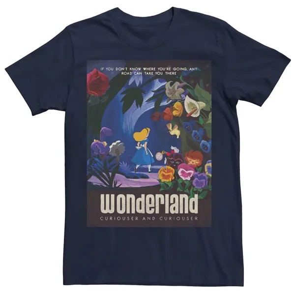 Мужская футболка с винтажным плакатом «Алиса в стране чудес» Curiouser Disney