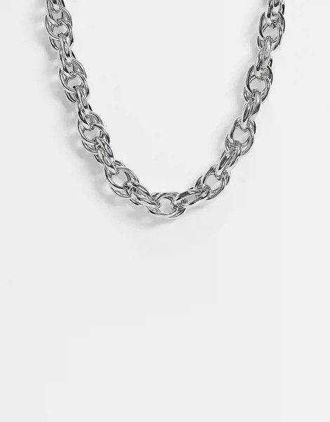 Серебристое ожерелье с крупными звеньями Pieces-Серебристый