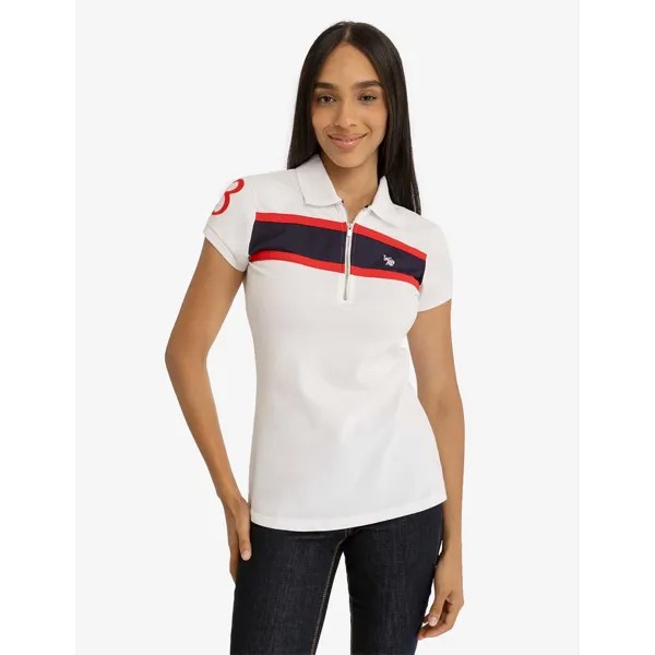Футболка-поло U.S. Polo Assn. Stripe Zip Up, белый