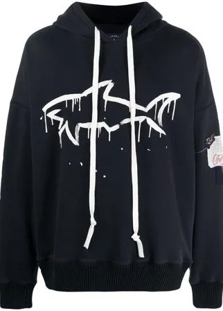 Greg Lauren X Paul & Shark худи оверсайз с принтом